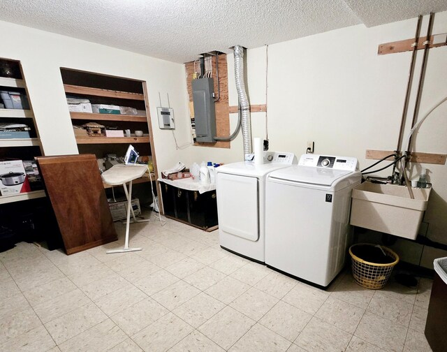 7331 175th Ave NW, Ramsey, MN 55303 - laundry area with separate washer and dryer, electric panel, a textured ceiling, and a sink
