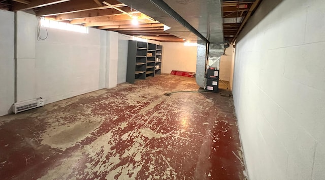 below grade area with heating unit