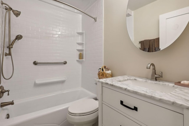 17180 Jordan Ct, Lakeville, MN 55044 - bathroom with vanity, shower / washtub combination, and toilet