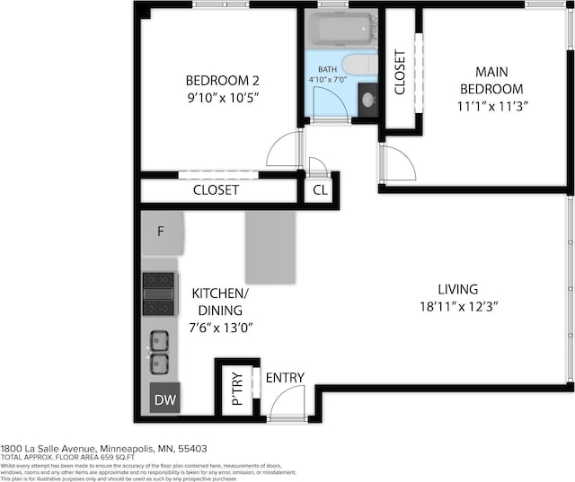 1800 Lasalle Ave Unit 106, Minneapolis, MN 55403 - property floor plan