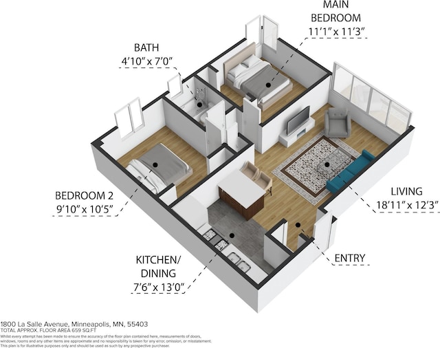 1800 Lasalle Ave Unit 106, Minneapolis, MN 55403 - room layout