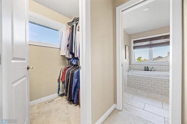 spacious closet featuring carpet floors