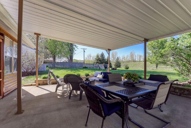 view of patio featuring outdoor dining area and outdoor lounge area