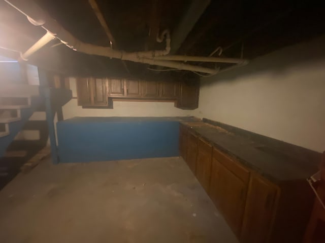 view of unfinished basement