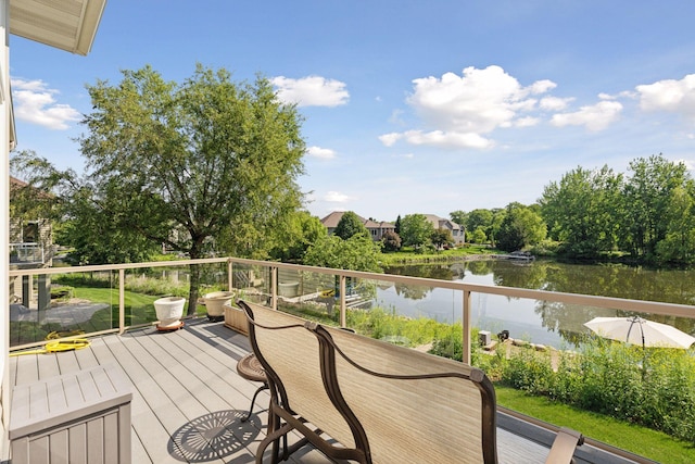 11871 Flanders Cir NE, Blaine, MN 55449 - wooden deck featuring a water view