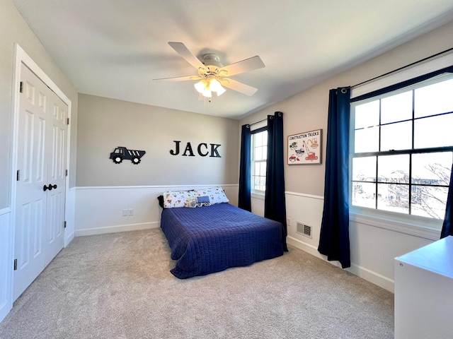 2543 Sunny Meadow Ln, Red Wing, MN 55066 - bedroom with carpet flooring, ceiling fan, a closet, and baseboards