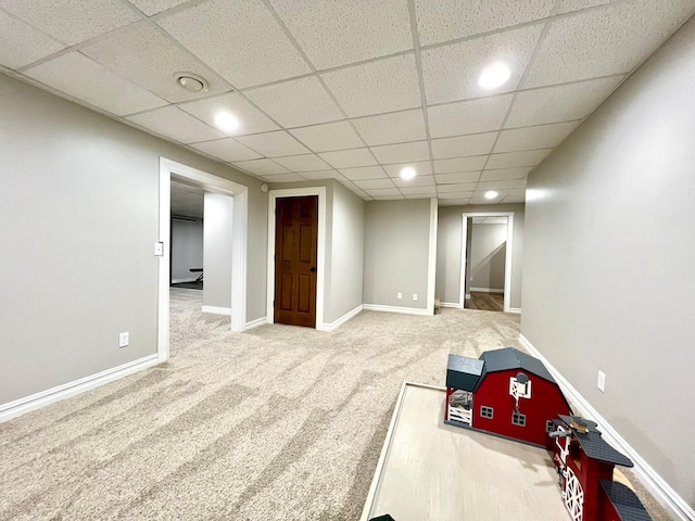 2543 Sunny Meadow Ln, Red Wing, MN 55066 - finished below grade area with carpet flooring, a drop ceiling, baseboards, and recessed lighting