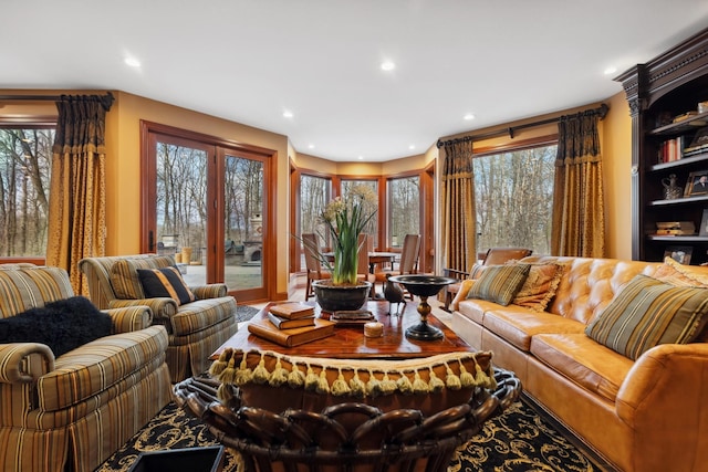 living area with recessed lighting and a wealth of natural light