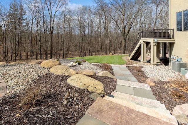 view of yard with stairway