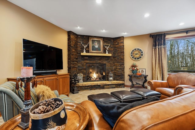 17620 Xanadu Ave, Jordan, MN 55352 - living area with recessed lighting and a fireplace