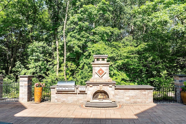 17620 Xanadu Ave, Jordan, MN 55352 - view of patio / terrace featuring an outdoor kitchen and a view of trees