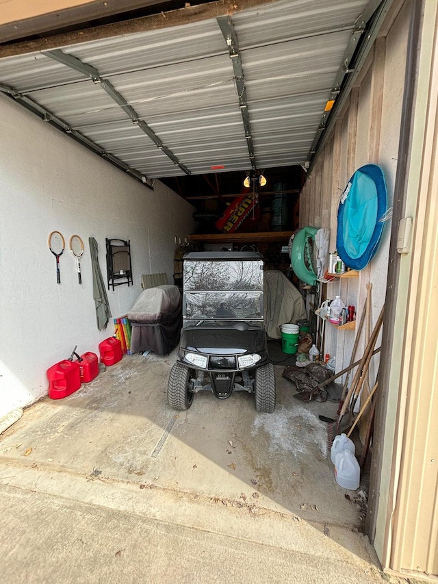 garage featuring metal wall
