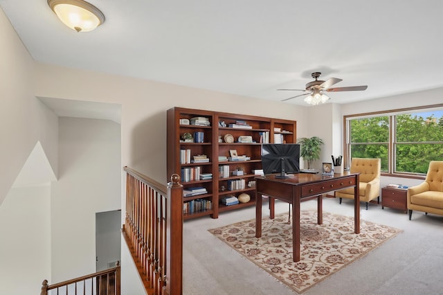 1159 Orwell Ave N, West Lakeland Twp, MN 55082 - home office featuring light carpet and ceiling fan
