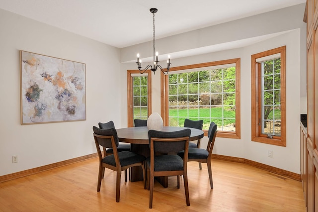 6507 Orchard Ridge Trl, Woodbury, MN 55129 - dining room featuring light wood-type flooring, a chandelier, and plenty of natural light
