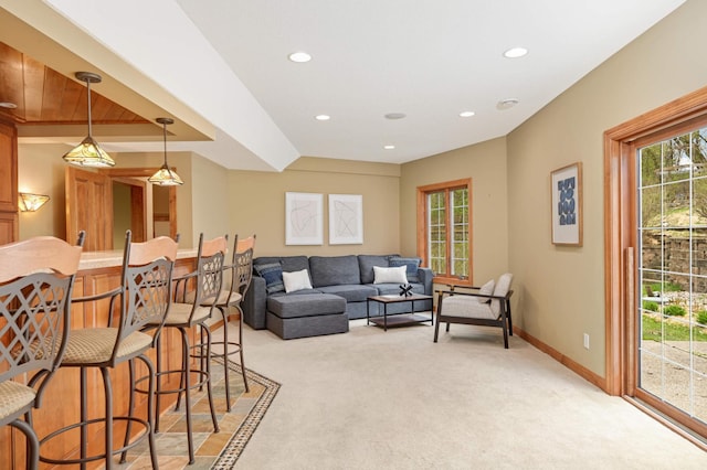 6507 Orchard Ridge Trl, Woodbury, MN 55129 - living room with light colored carpet and recessed lighting