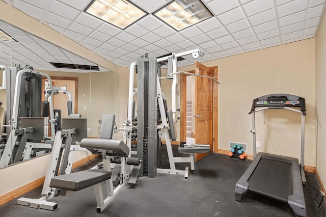 6507 Orchard Ridge Trl, Woodbury, MN 55129 - exercise room with a paneled ceiling