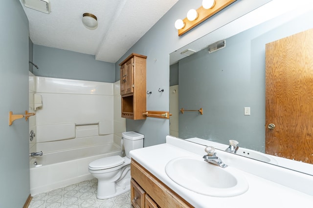 2625 Westview Ln NW, Rochester, MN 55901 - bathroom with  shower combination, toilet, vanity, and a textured ceiling