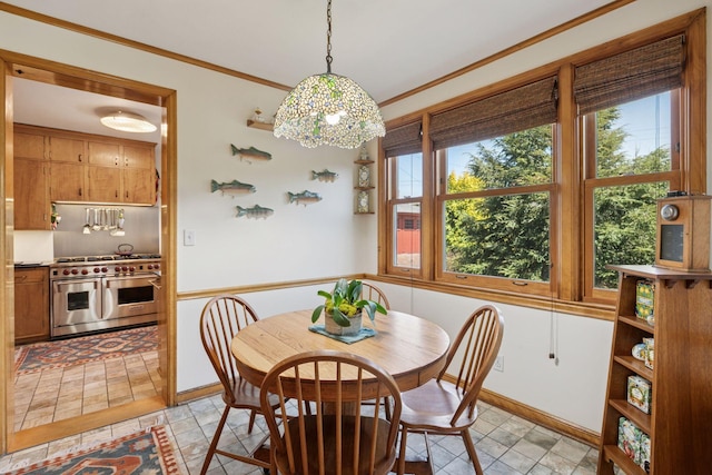 2924 Farwell Ave, Minneapolis, MN 55411 - dining room with plenty of natural light, baseboards, crown molding, and light stone finish flooring
