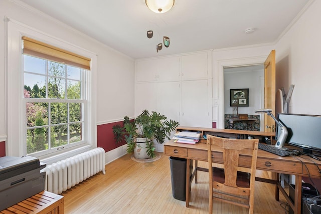 2924 Farwell Ave, Minneapolis, MN 55411 - office space featuring radiator heating unit, ornamental molding, light wood-style flooring, and baseboards