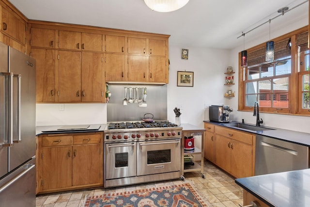 2924 Farwell Ave, Minneapolis, MN 55411 - kitchen with high end appliances, a sink, and brown cabinets