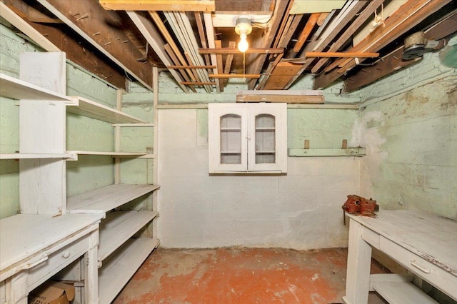 view of unfinished basement