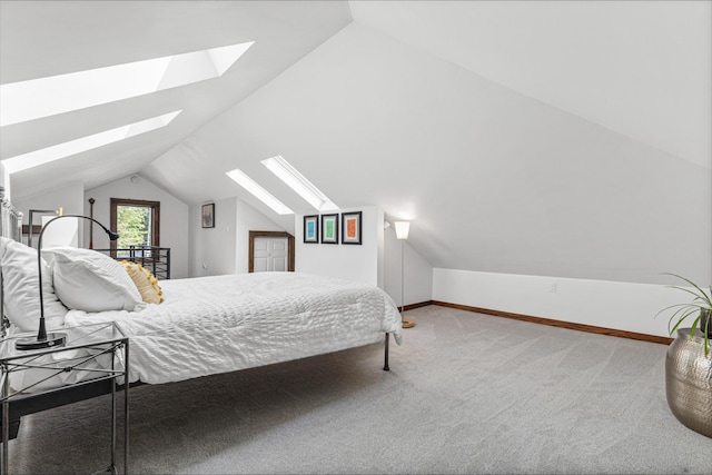 1597 James Ave, Saint Paul, MN 55105 - carpeted bedroom featuring a skylight, vaulted ceiling, and baseboards