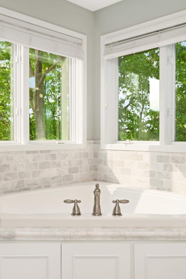 1310 Vine Pl, Orono, MN 55364 - bathroom featuring a bath and tasteful backsplash