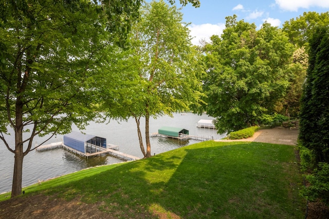 1310 Vine Pl, Orono, MN 55364 - view of green lawn with a water view and a floating dock
