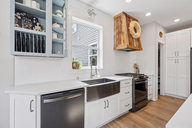 18837 Ogden St NW, Elk River, MN 55330 - kitchen with dishwasher, gas range oven, a sink, backsplash, and healthy amount of natural light