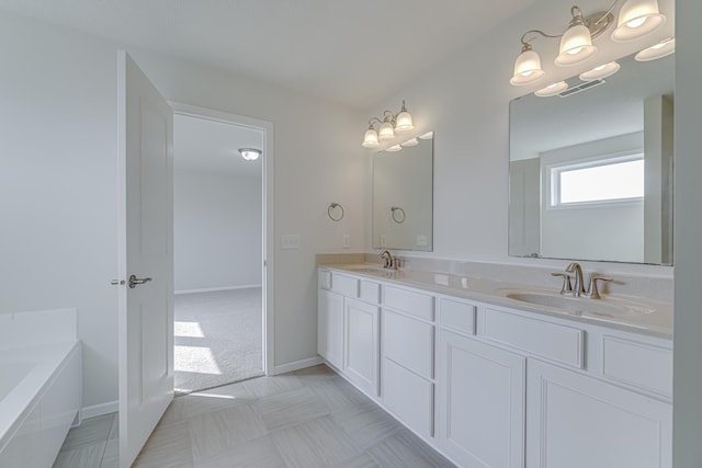 15485 Jersey Ave S, Savage, MN 55378 - full bathroom featuring a bath, double vanity, and baseboards