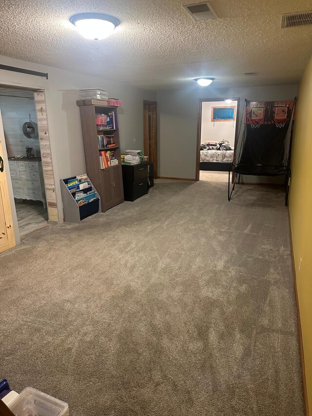 318 Pine Ave S, Sandstone, MN 55072 - interior space featuring a textured ceiling, visible vents, and carpet
