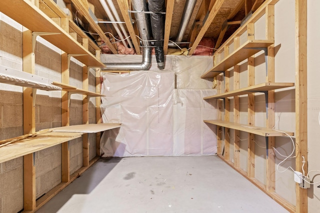 view of unfinished basement
