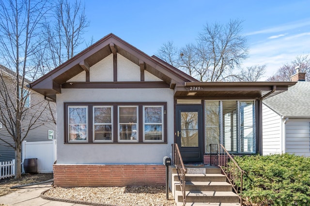 view of front of home with fence and stucco siding
