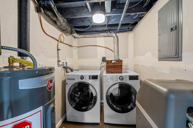 1332 Jersey Ave S, Saint Louis Park, MN 55426 - washroom with washing machine and dryer, water heater, laundry area, and electric panel
