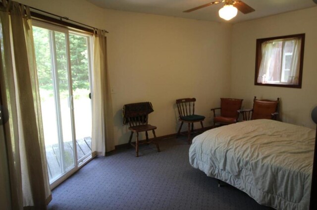 42491 432nd Ln, Aitkin, MN 56431 - carpeted bedroom with baseboards, a ceiling fan, and access to outside