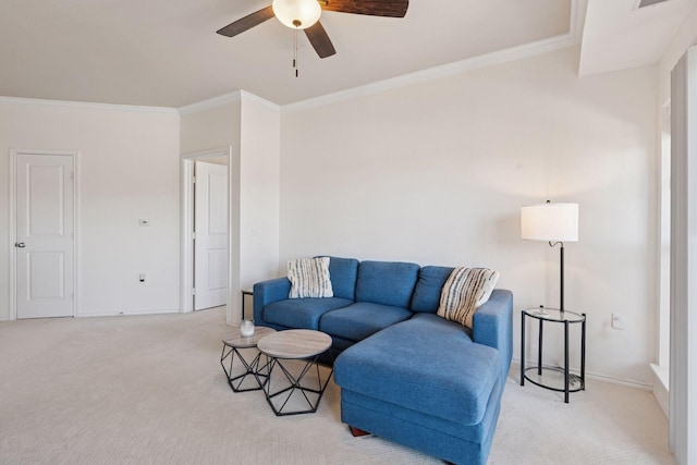 13560 Technology Dr Unit 1210, Eden Prairie, MN 55344 - living room with light colored carpet, ceiling fan, and crown molding