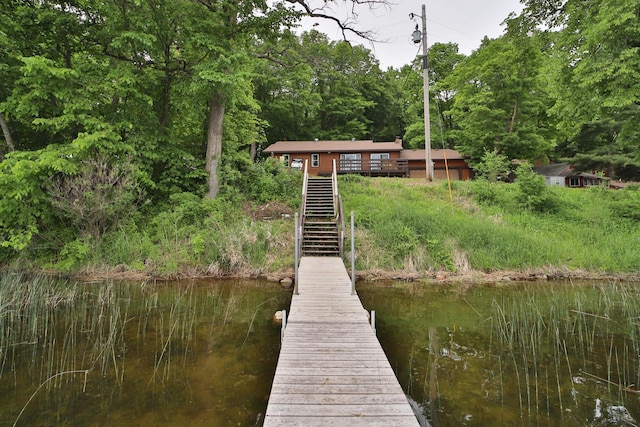 27672 Little Whitefish Rd, Garrison, MN 56450 - dock area featuring stairs and a water view