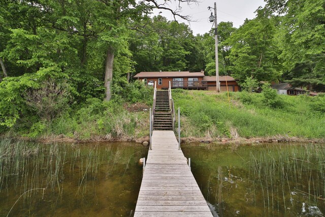 27672 Little Whitefish Rd, Garrison, MN 56450 - dock area with stairs and a water view