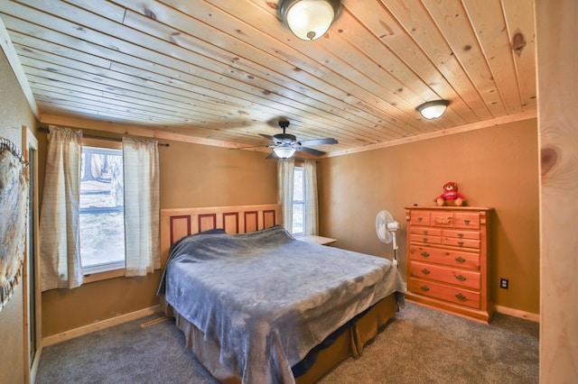 27672 Little Whitefish Rd, Garrison, MN 56450 - bedroom with wooden ceiling, carpet flooring, and ornamental molding