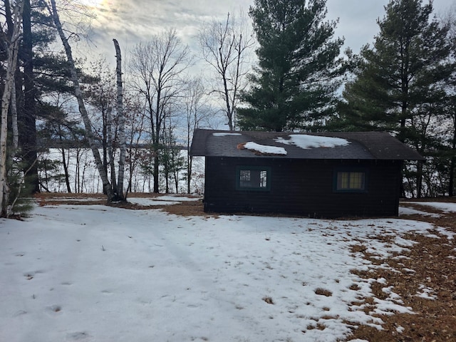 view of snow covered exterior