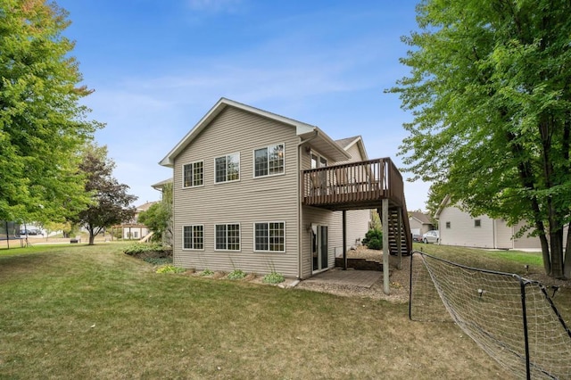 108 Serenity Cir, Buffalo, MN 55313 - back of house featuring stairway, a deck, and a yard