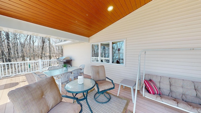 deck with a grill