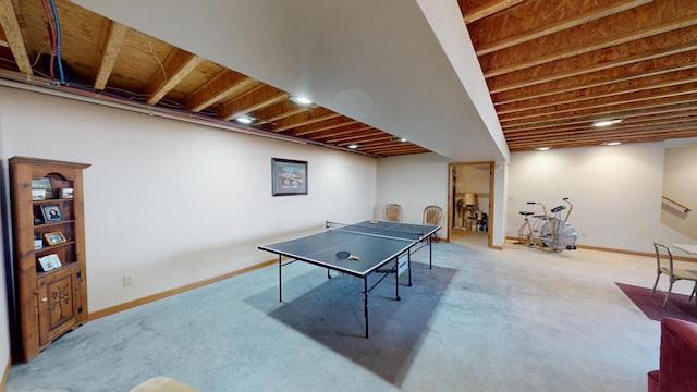 playroom with baseboards and carpet flooring