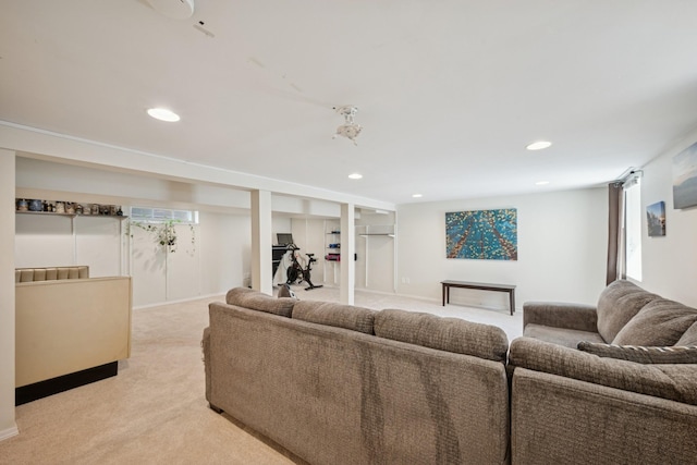 4336 Aldrich Ave S, Minneapolis, MN 55409 - living room with light colored carpet, recessed lighting, plenty of natural light, and baseboards
