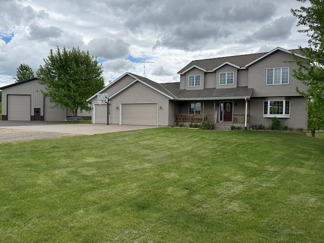 1388 34th Ave, Amery, WI 54001 - view of front facade with a porch, a front lawn, and roof with shingles