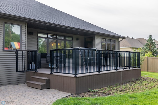 4109 66th St S, West Fargo, ND 58104 - wooden terrace with a jacuzzi and a patio area