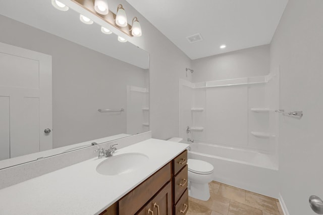 15676 71st St NE, Otsego, MN 55330 - bathroom with vanity, visible vents, toilet, and bathing tub / shower combination