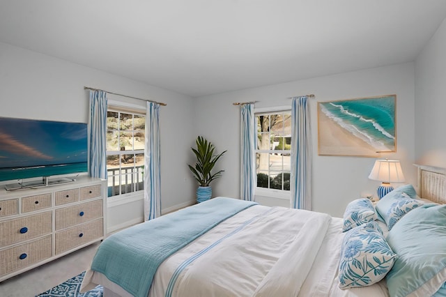 bedroom with multiple windows and carpet flooring