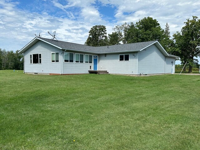 16335 County Road 2, Brainerd, MN 56401 - view of front of home featuring crawl space, a front yard, and a shingled roof