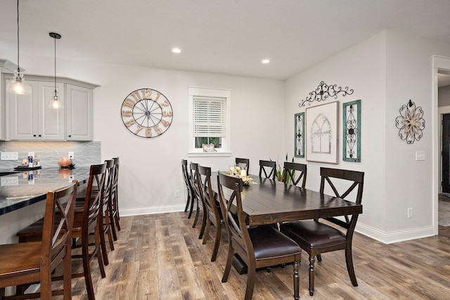 5234 Grand Ave, White Bear Twp, MN 55110 - dining space with dark wood-style flooring, baseboards, and recessed lighting